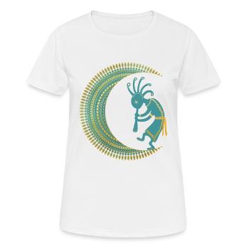 Native American - Kokopelli Mandala Half Moon 1 - Women's Breathable T-Shirt - white - Front - AI Model Female 172 dark (172cm)