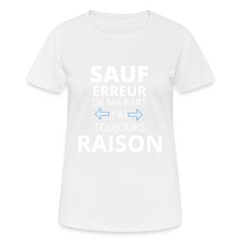 sauf erreur de ma part - T-shirt respirant Femme - blanc - Devant - AI Model Female 172 dark (172cm)