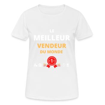 LE MEILLEUR VENDEUR - T-shirt respirant Femme - blanc - Devant - AI Model Female 172 dark (172cm)