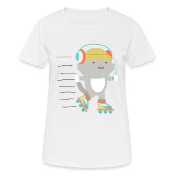 Patin à roulettes Chat Chat Rollerskates Chat - T-shirt respirant Femme - blanc - Devant - AI Model Female 172 dark (172cm)