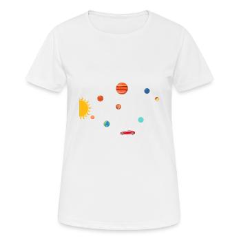 Tesla in Space Solar System SpaceX - Women's Breathable T-Shirt - white - Front - AI Model Female 172 dark (172cm)