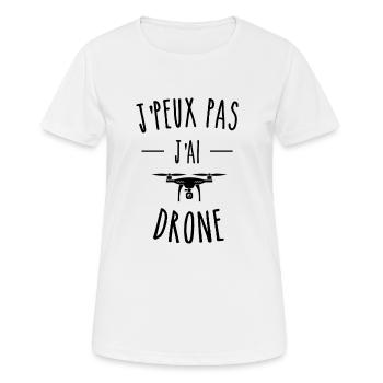 j peux pas j'ai drone humour passion - T-shirt respirant Femme - blanc - Devant - AI Model Female 172 dark (172cm)