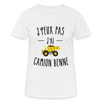 je peux pas j'ai camion benne - T-shirt respirant Femme - blanc - Devant - AI Model Female 172 dark (172cm)