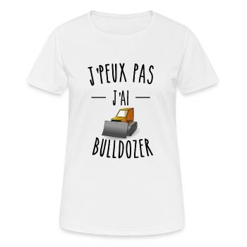 je peux pas j'ai bulldozer - T-shirt respirant Femme - blanc - Devant - AI Model Female 172 dark (172cm)