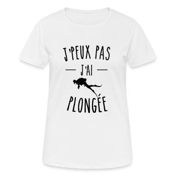 je peux pas j'ai plongée - T-shirt respirant Femme - blanc - Devant - AI Model Female 172 dark (172cm)