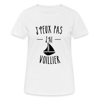 je peux pas j'ai voillier - T-shirt respirant Femme - blanc - Devant - AI Model Female 172 dark (172cm)