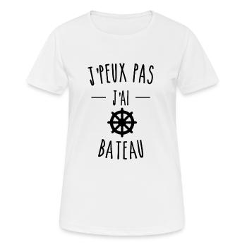 je peux pas j'ai bateau gouvernail - T-shirt respirant Femme - blanc - Devant - AI Model Female 172 dark (172cm)