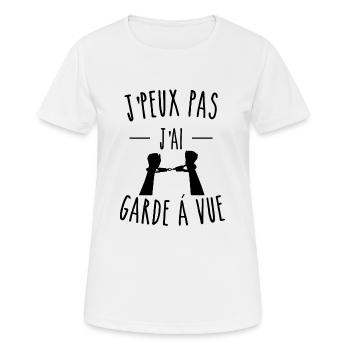 je peux pas j'ai garde a vue - T-shirt respirant Femme - blanc - Devant - AI Model Female 172 dark (172cm)