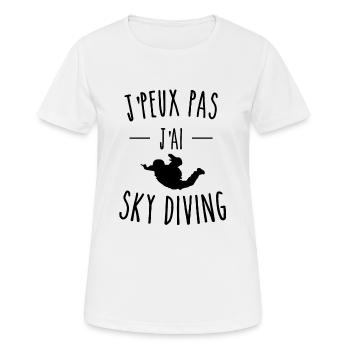 je peux pas j'ai sky diving - T-shirt respirant Femme - blanc - Devant - AI Model Female 172 dark (172cm)