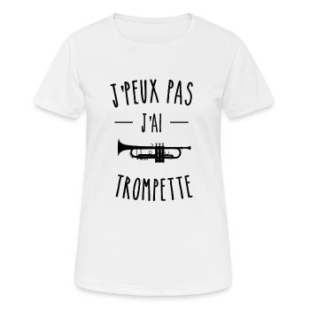 je peux pas j'ai TROMPETTE - T-shirt respirant Femme - blanc - Devant - AI Model Female 172 dark (172cm)