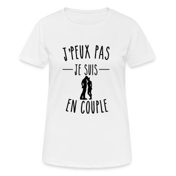 je peux pas je suis en couple - T-shirt respirant Femme - blanc - Devant - AI Model Female 172 dark (172cm)