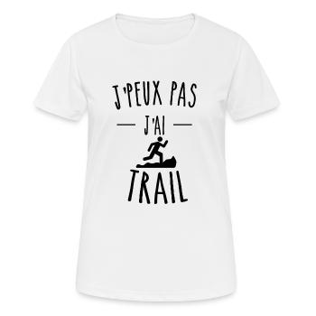je peux pas j'ai trail humour - T-shirt respirant Femme - blanc - Devant - AI Model Female 172 dark (172cm)