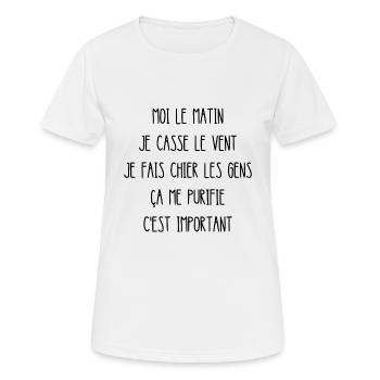 moi le matin - T-shirt respirant Femme - blanc - Devant - AI Model Female 172 dark (172cm)