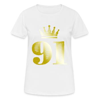 91 Number Crown Gold - Women's Breathable T-Shirt - white - Front - AI Model Female 172 dark (172cm)