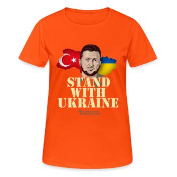 Ukraine Türkei Selenskyj - Frauen T-Shirt atmungsaktiv - Neonorange - Vorne - AI Model Female 172 dark (172cm)