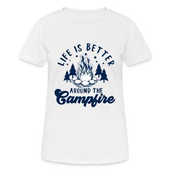 La vie est meilleure autour du feu de camp - T-shirt respirant Femme - blanc - Devant - AI Model Female 172 dark (172cm)