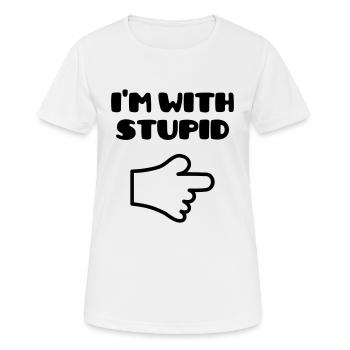 I'm with stupid :) (V) - Women's Breathable T-Shirt - white - Front - AI Model Female 172 dark (172cm)