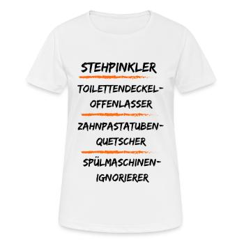 Beziehungskiller Stehpinkler Beige Flag Hausarbeit - Frauen T-Shirt atmungsaktiv - Weiß - Vorne - AI Model Female 172 dark (172cm)