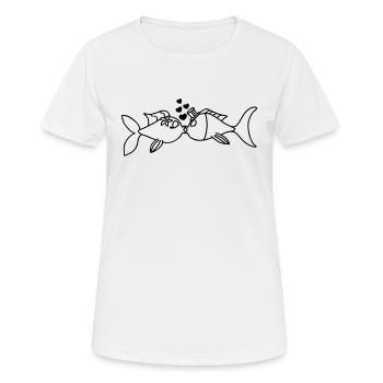 Verliebte Fische - Frauen T-Shirt atmungsaktiv - Weiß - Vorne - AI Model Female 172 dark (172cm)