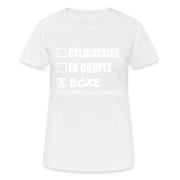 Célibataire en couple boxe - Cadeau Boxeur - T-shirt respirant Femme - blanc - Devant - AI Model Female 172 dark (172cm)