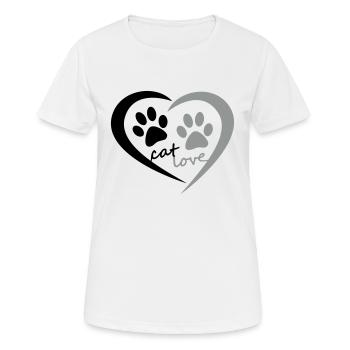 Cat Love Katzen Herz Pfote Tatze Liebe Stubertiger - Frauen T-Shirt atmungsaktiv - Weiß - Vorne - AI Model Female 172 dark (172cm)