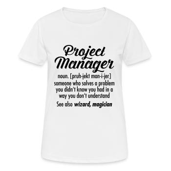 Project Manager - Definition - T-shirt respirant Femme - blanc - Devant - AI Model Female 172 dark (172cm)