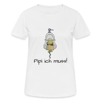 Babyyoda muss aufs Klo! - Frauen T-Shirt atmungsaktiv - Weiß - Vorne - AI Model Female 172 dark (172cm)