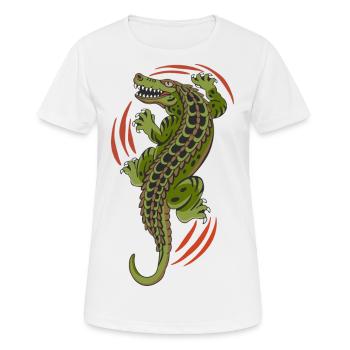 Aligator Krokodil Reptil - Frauen T-Shirt atmungsaktiv - Weiß - Vorne - AI Model Female 172 dark (172cm)