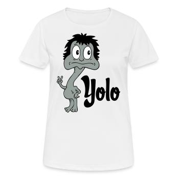 Sprüche Lustige Comic Yolo - Frauen T-Shirt atmungsaktiv - Weiß - Vorne - AI Model Female 172 dark (172cm)