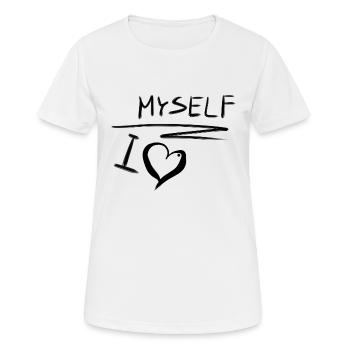 Je m’aime moi-même, amour de soi, cœur - T-shirt respirant Femme - blanc - Devant - AI Model Female 172 dark (172cm)