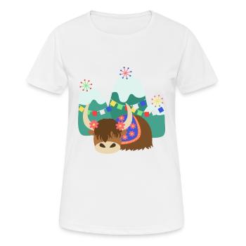 Yak tibétain endormi - T-shirt respirant Femme - blanc - Devant - AI Model Female 172 dark (172cm)