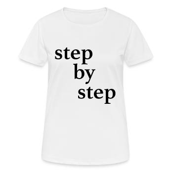 Step by step - Women's Breathable T-Shirt - white - Front - AI Model Female 172 dark (172cm)