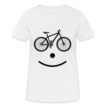 Bike Smile T-Shirt Radfahrer Geschenkidee - Frauen T-Shirt atmungsaktiv - Weiß - Vorne - AI Model Female 172 dark (172cm)