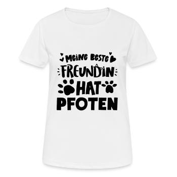 Meine beste Freundin hat Pfoten Katzen - Frauen T-Shirt atmungsaktiv - Weiß - Vorne - AI Model Female 172 dark (172cm)