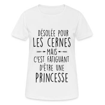 Princesse ça Fatigue Idée Cadeau Marrant Femme - T-shirt respirant Femme - blanc - Devant - AI Model Female 172 dark (172cm)