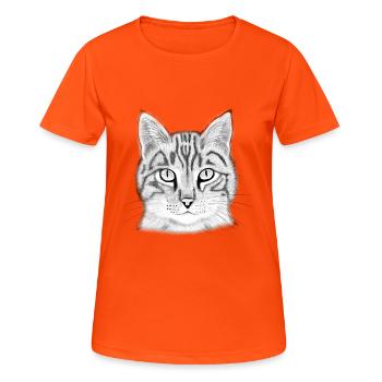 Tête de chat dessinée - T-shirt respirant Femme - orange néon - Devant - AI Model Female 172 dark (172cm)