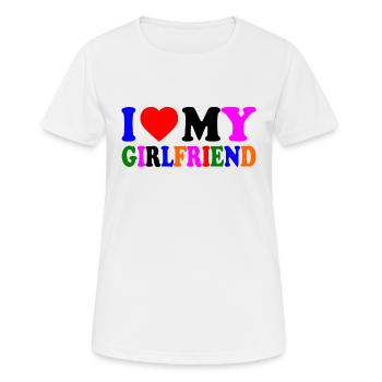 I love my girlfriend - Frauen T-Shirt atmungsaktiv - Weiß - Vorne - AI Model Female 172 dark (172cm)