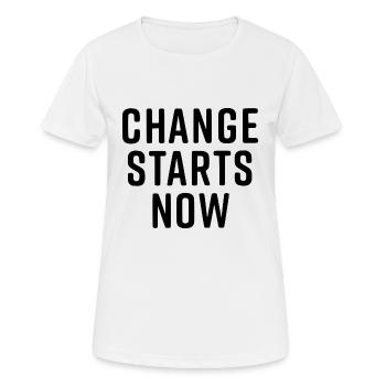 change starts now - Frauen T-Shirt atmungsaktiv - Weiß - Vorne - AI Model Female 172 dark (172cm)