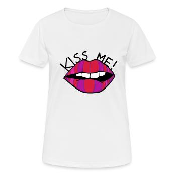 KISS ME! - Frauen T-Shirt atmungsaktiv - Weiß - Vorne - AI Model Female 172 dark (172cm)