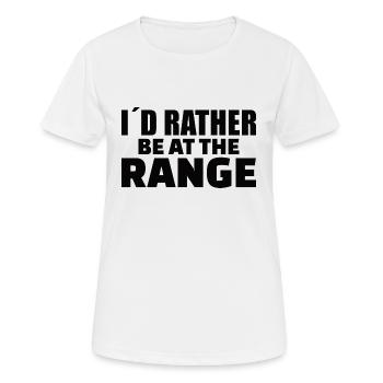 PRO GUN SHOOTING: At The Range - Women's Breathable T-Shirt - white - Front - AI Model Female 172 dark (172cm)