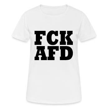FCK AFD - Frauen T-Shirt atmungsaktiv - Weiß - Vorne - AI Model Female 172 dark (172cm)