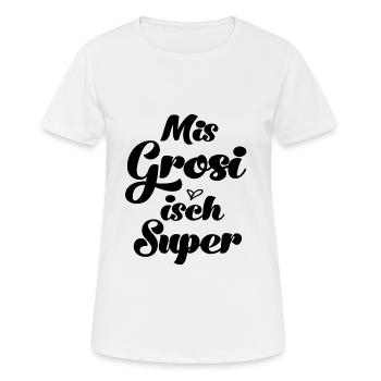 Mis Grosi isch super Oma Schweiz Großmami - Frauen T-Shirt atmungsaktiv - Weiß - Vorne - AI Model Female 172 dark (172cm)