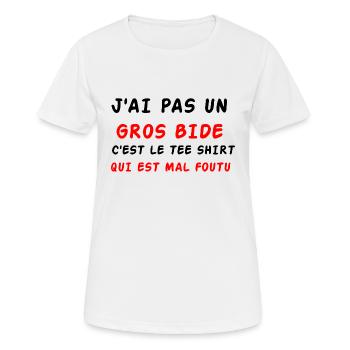 J'ai pas un gros bide - T-shirt respirant Femme - blanc - Devant - AI Model Female 172 dark (172cm)