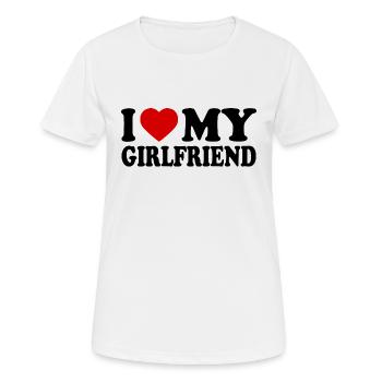 I love my girlfriend - Frauen T-Shirt atmungsaktiv - Weiß - Vorne - AI Model Female 172 dark (172cm)