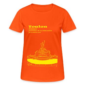Toulon and its fountain - Women's Breathable T-Shirt - neon orange - Front - AI Model Female 172 dark (172cm)