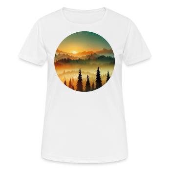 Forest Mountains Sunrise Hiking Mountaineering - Women's Breathable T-Shirt - white - Front - AI Model Female 172 dark (172cm)