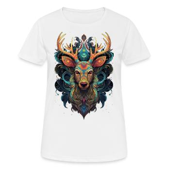 Vibrant Stag Mandala - Women's Breathable T-Shirt - white - Front - AI Model Female 172 dark (172cm)