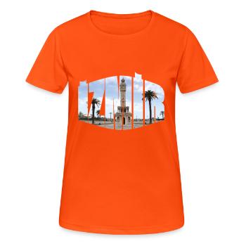 Tour de l'horloge d'Izmir - T-shirt respirant Femme - orange néon - Devant - AI Model Female 172 dark (172cm)