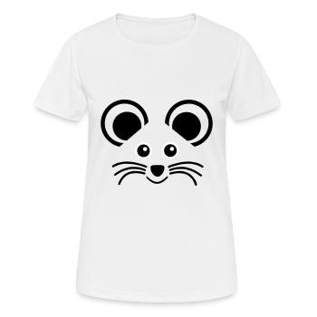 ★ Designfarben änderbar ★ Gesicht eines Mäuschens - Frauen T-Shirt atmungsaktiv - Weiß - Vorne - AI Model Female 172 dark (172cm)