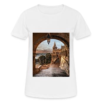 Bastion des pêcheurs, Budapest, Hongrie - T-shirt respirant Femme - blanc - Devant - AI Model Female 172 dark (172cm)